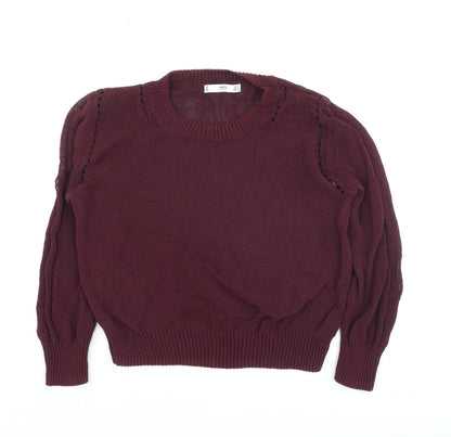 Mango Women's Purple Knit Crew Neck Pullover Jumper Size 6