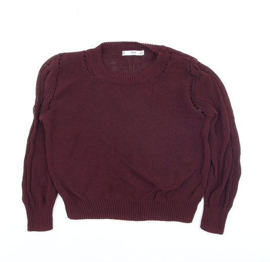Mango Women's Purple Knit Crew Neck Pullover Jumper Size 6