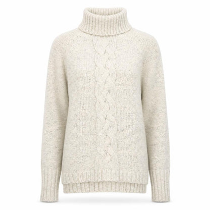 Next Women Beige Cable Knit Roll Neck Jumper Size 10