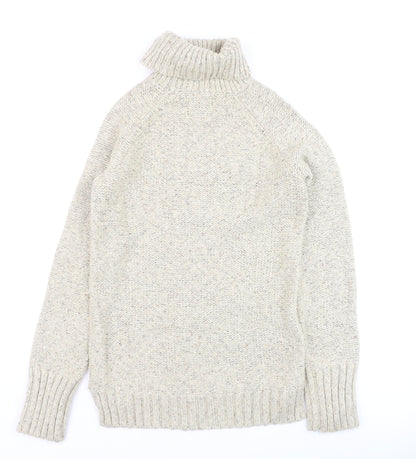 Next Women Beige Cable Knit Roll Neck Jumper Size 10