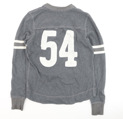 Superdry Men's Grey V-Neck Graphic Pullover Jumper M