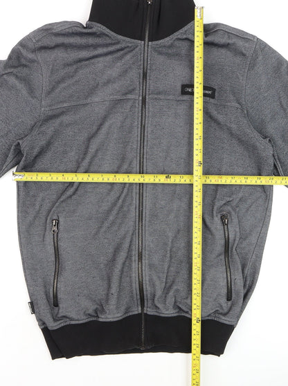 One True Saxon Men's Grey Track Jacket L Full Zip Casual Activewear