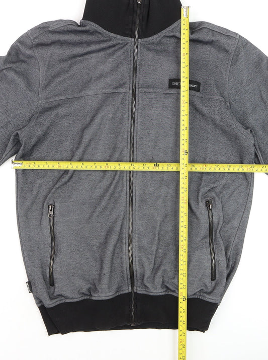 One True Saxon Men's Grey Track Jacket L Full Zip Casual Activewear