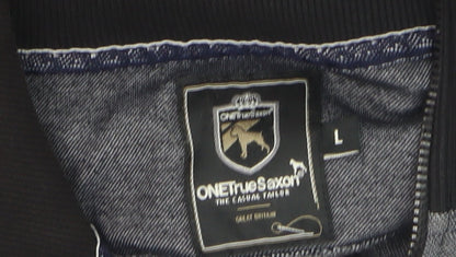 One True Saxon Men's Grey Track Jacket L Full Zip Casual Activewear
