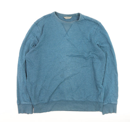 Marks and Spencer Men's Blue Cotton Crew Neck Pullover Jumper Size L