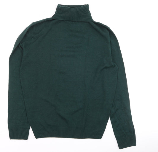 MIM Womens Green Roll Neck Acrylic Knit Jumper Size M