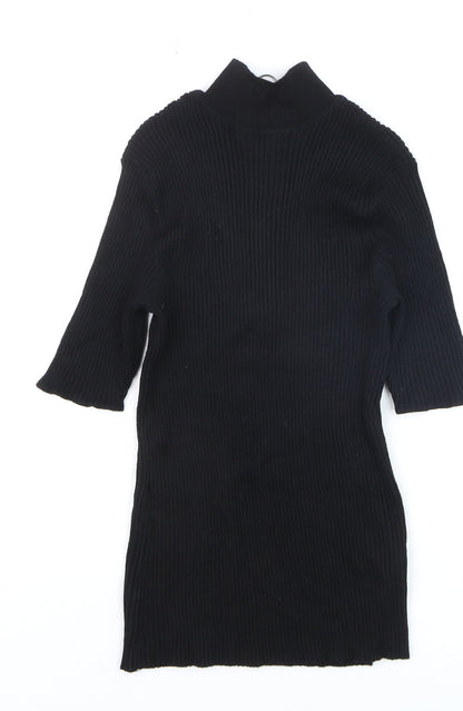 Verve Ami Women’s Black Mock Neck Ribbed Knit Zip Top Size S