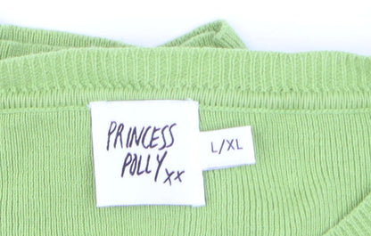 Princess Polly Womens Green Cotton Knit Cardigan L/XL