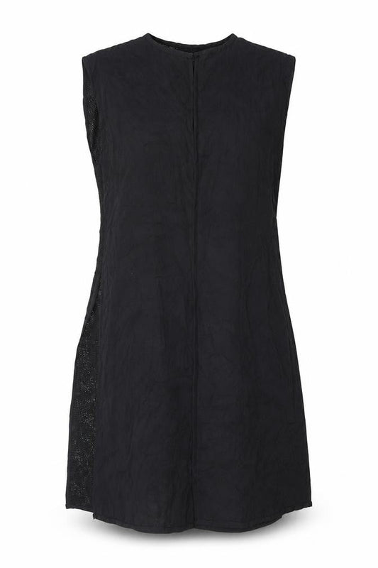 Masai Women Black Open Knit Sleeveless Vest Medium