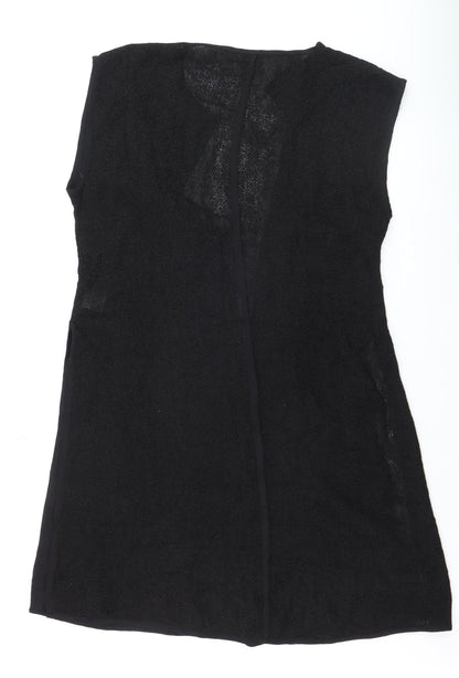 Masai Women Black Open Knit Sleeveless Vest Medium