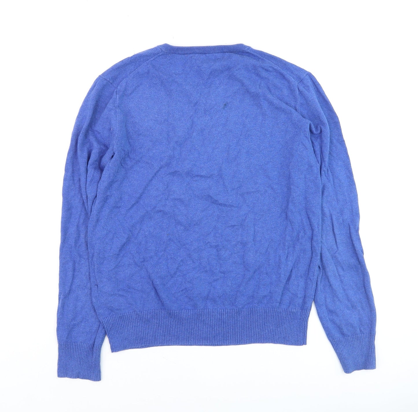 Polo Ralph Lauren Men's Blue XL V-Neck Cotton Jumper