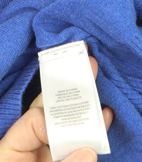 Polo Ralph Lauren Men's Blue XL V-Neck Cotton Jumper