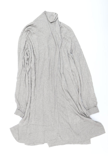Next Women Grey Medium Open Front Long Sleeve Knit Cardigan