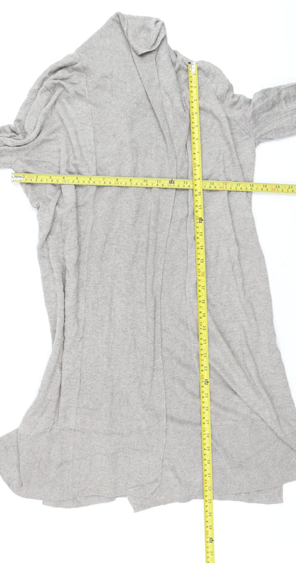 Next Women Grey Medium Open Front Long Sleeve Knit Cardigan