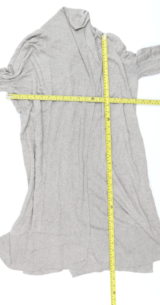 Next Women Grey Medium Open Front Long Sleeve Knit Cardigan