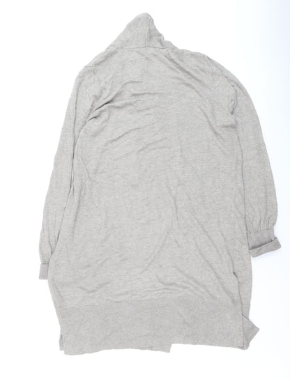 Next Women Grey Medium Open Front Long Sleeve Knit Cardigan