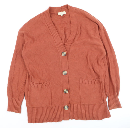 LOFT Outlet Women's Rust Cardigan L Cotton Button Knit