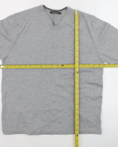 River Island Men's Grey V-Neck Merino Wool Blend Jumper M