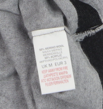 River Island Men's Grey V-Neck Merino Wool Blend Jumper M
