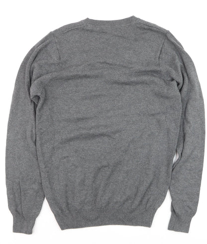 Marks and Spencer Blue Harbour Men's Grey XS V-Neck Cotton Jumper