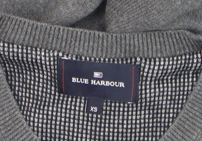 Marks and Spencer Blue Harbour Men's Grey XS V-Neck Cotton Jumper