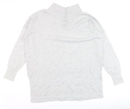 French Connection Men's Grey Mock Neck Wool Blend Jumper Size M
