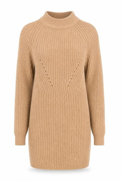 Boohoo Womens Beige Chunky-Knit Mock Neck Long Sleeve Pullover Jumper XS