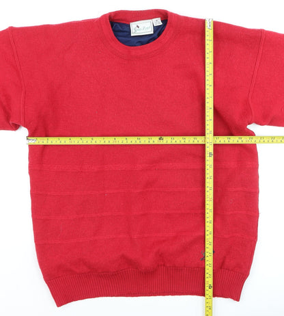 Green Lamb Men's Red Wool Blend Crew Neck Pullover Jumper M