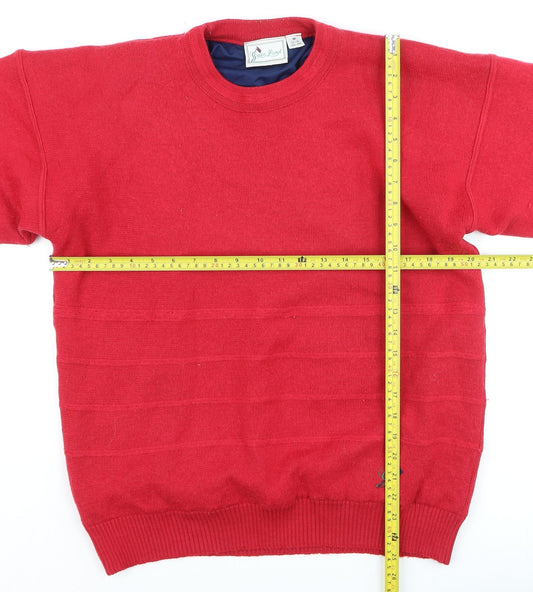 Green Lamb Men's Red Wool Blend Crew Neck Pullover Jumper M