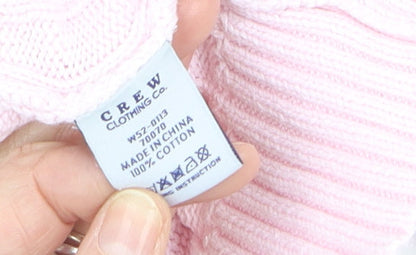 Crew Clothing Co Women Pink Size 14 V-Neck Cable Knit Cotton Jumper