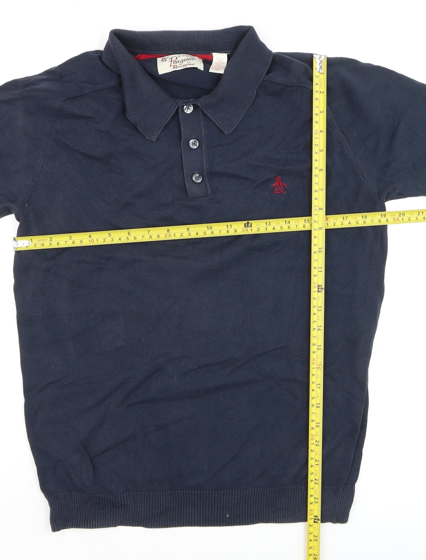 Original Penguin Mens Navy Blue Cotton Polo Shirt M Regular Fit