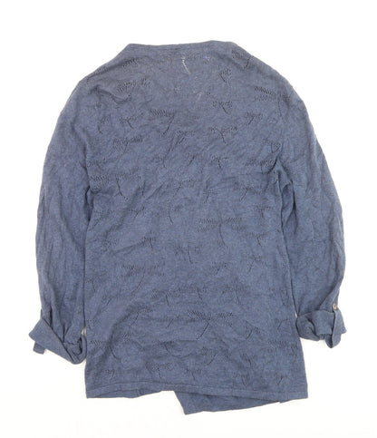 Debenhams Women’s Blue Wrap Knit Long Sleeve Cotton Jumper Size 14