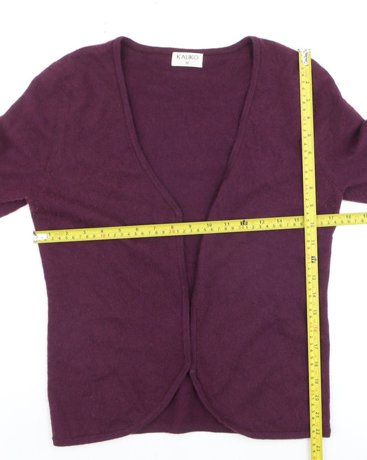 Kaliko Womens Purple Wool Angora 3/4 Sleeve V-Neck Cardigan Size 12