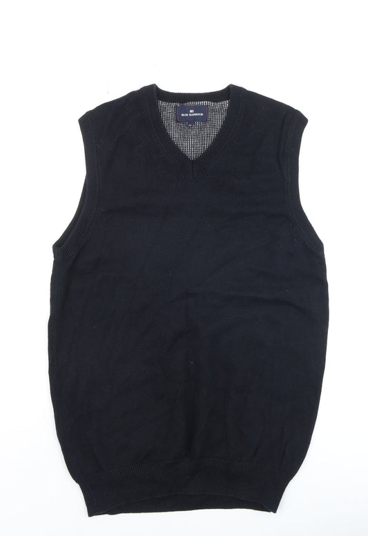 Marks and Spencer Blue Harbour Men's Black Cotton V-Neck Vest XS
