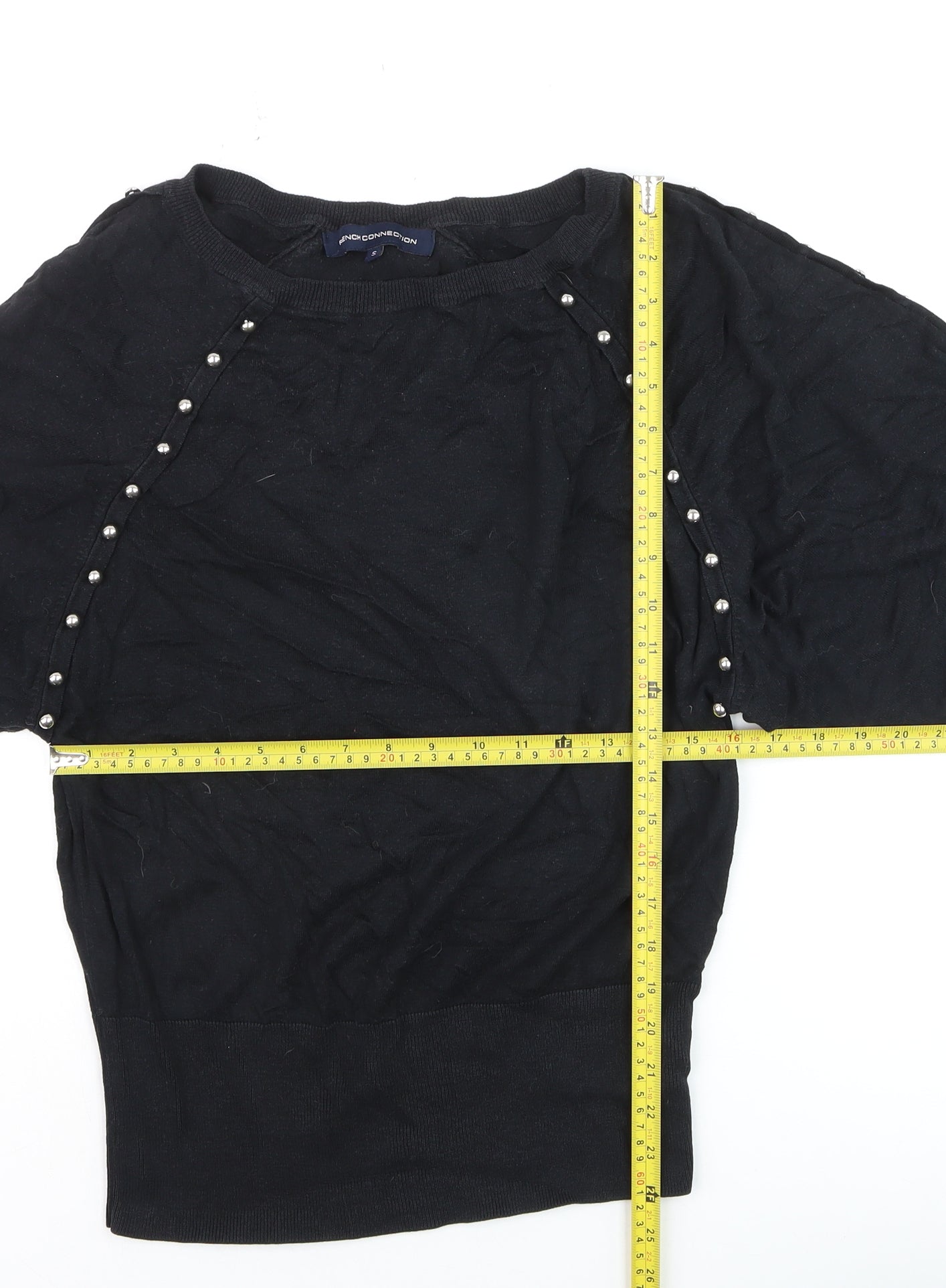 French Connection Women's Black Studded Pullover Jumper Size S