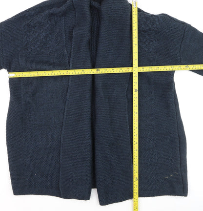 Marks and Spencer Women Blue Size 12 Open Knit Wool Blend Cardigan