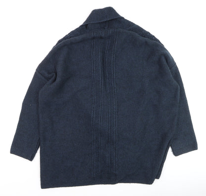 Marks and Spencer Women Blue Size 12 Open Knit Wool Blend Cardigan