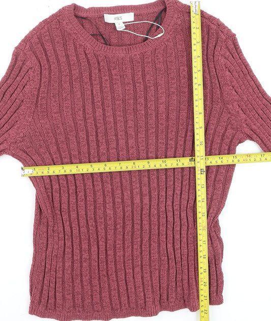 Marks and Spencer Women’s Purple Ribbed Knit Jumper Size M