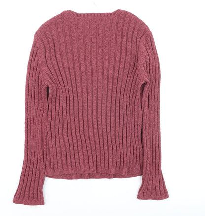 Marks and Spencer Women’s Purple Ribbed Knit Jumper Size M