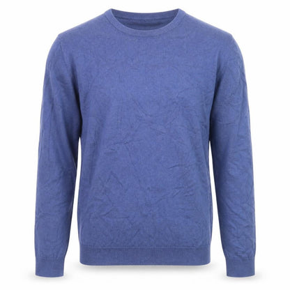 Jaeger Men's Blue Cotton Cashmere Crew Neck Jumper Size M