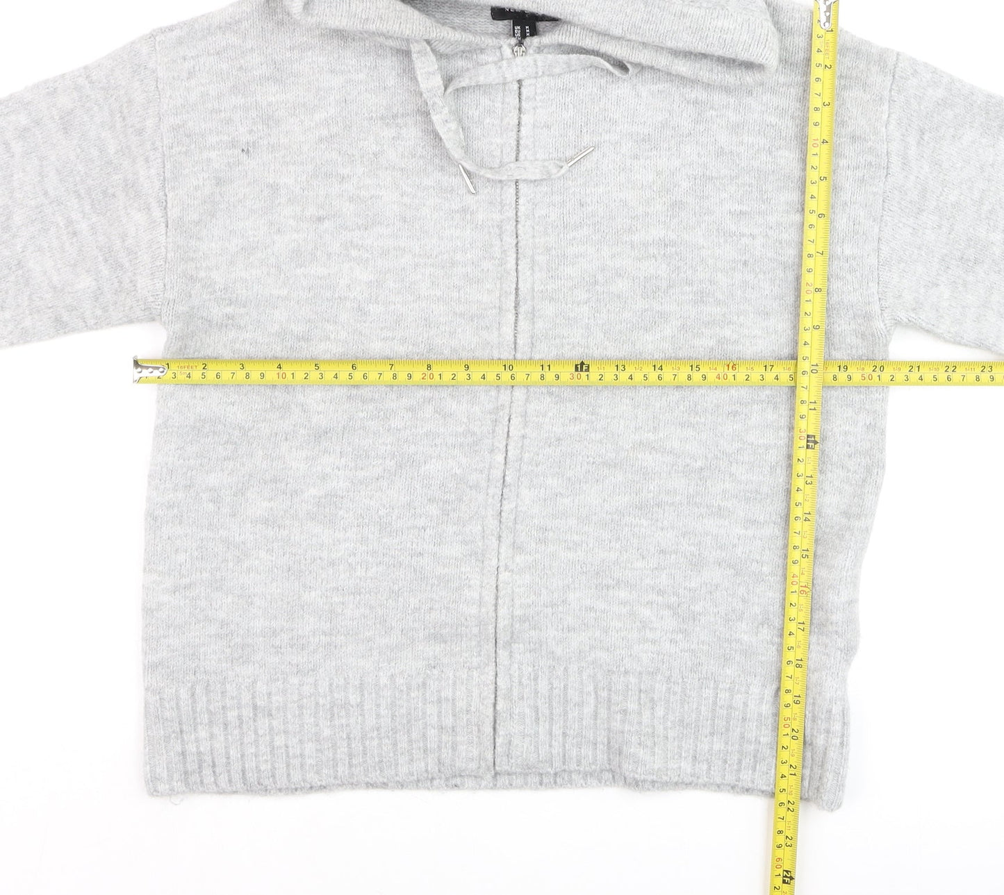 New Look Women’s Grey Hooded Full Zip Knit Jumper Size M