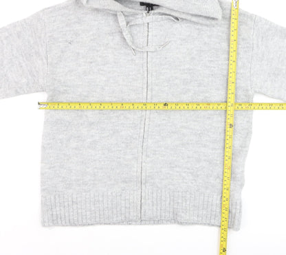 New Look Women’s Grey Hooded Full Zip Knit Jumper Size M