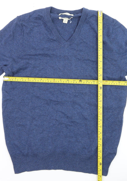 Marks and Spencer Men’s Blue Pure Cotton V-Neck Jumper M