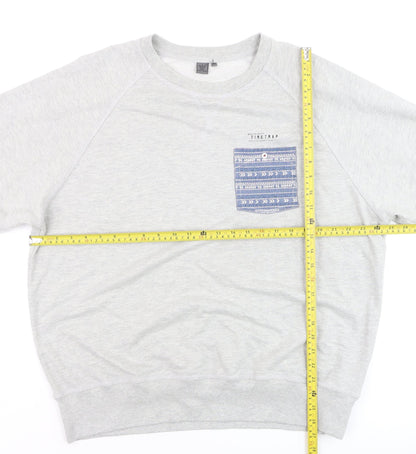 Firetrap Men's Grey 3XL Crew Neck Pullover Sweatshirt