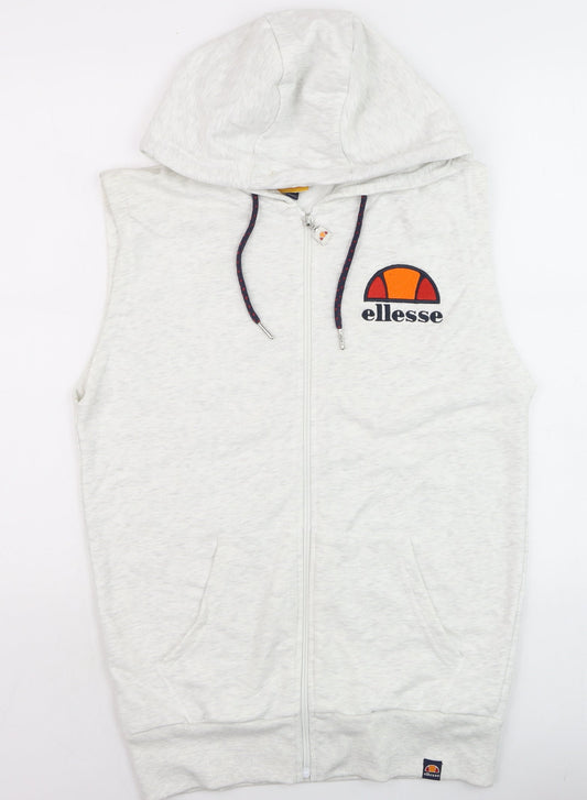 Ellesse Mens Grey Sleeveless Hooded Zip Tank Top Size S