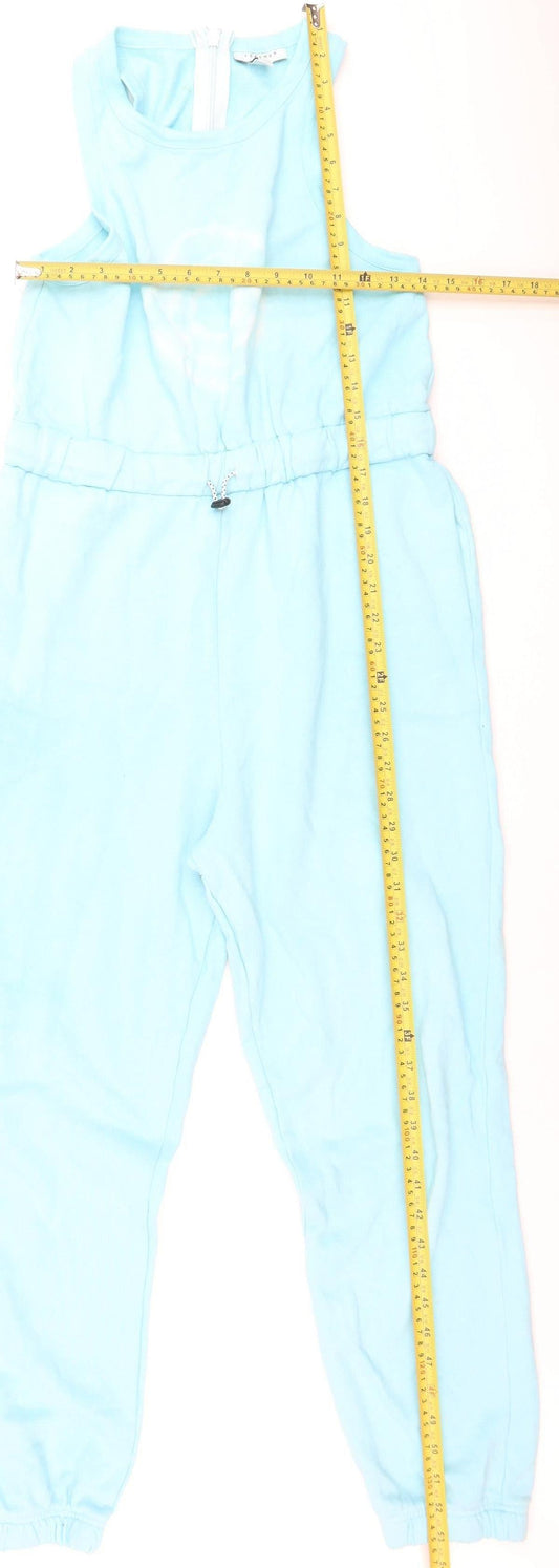 Topshop Women's Blue Sleeveless Jersey Jumpsuit Size 12