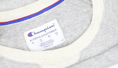 Champion Men's Grey L Pullover Sweatshirt with Logo Embroidery