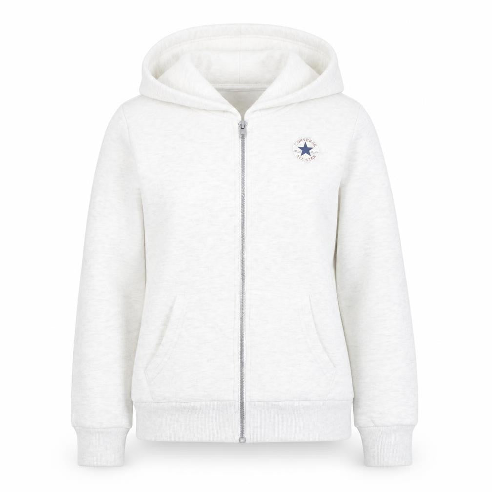 Front view of Converse Teens Grey Full Zip Hoodie Sweatshirt, size L, 12-13 Yrs