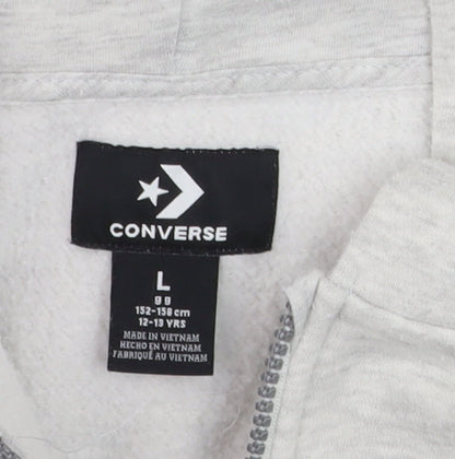 Converse Teens Grey Full Zip Hoodie Sweatshirt Size L 12-13 Yrs