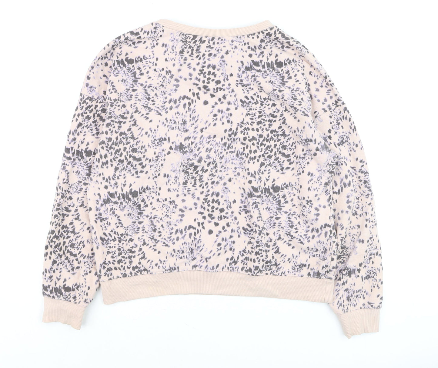 Next Women Beige Animal Print Cotton Pullover Sweatshirt Size S